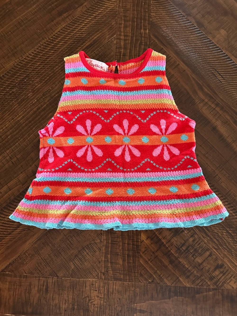 Clayeux Girls' Bright Floral Knit Tank Top - Red & Pink